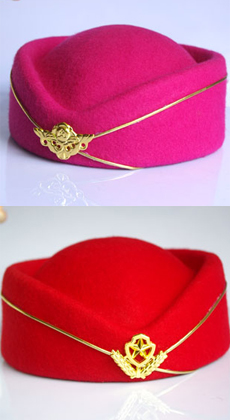 武汉厂家定做时尚演出表演玫红空姐帽 文艺演出紫色空姐帽乐队帽子