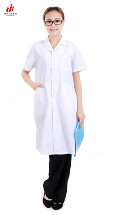 医护服，厂服，糕点师夏季短袖男女工作服白大褂 蓝大褂