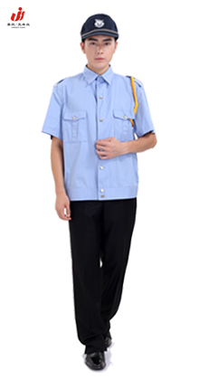 武汉服装厂厂家定做夏季帅气短袖保安制服 保安段秀衬衫定制 物业保安制服套装定做