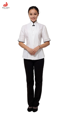 定做夏季女式中式立领足浴套装按摩服服装