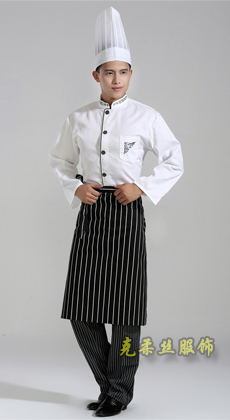 饭店白色双排扣厨师服订制